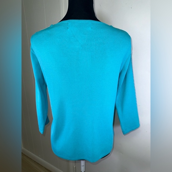 VINTAGE NWT Joseph A. Embroidered Turquoise Sweater - Picture 8 of 10